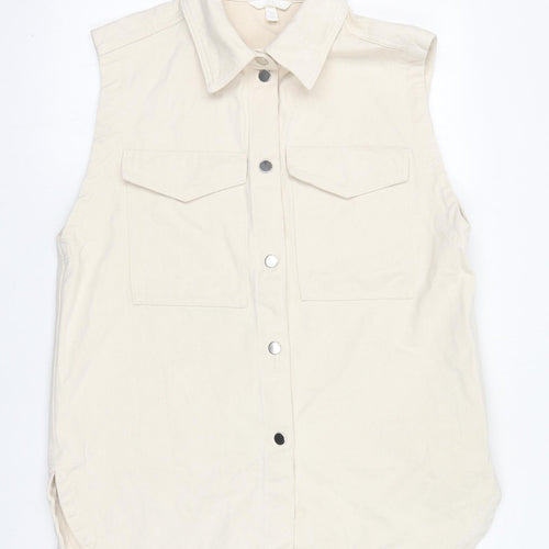 H&M Womens Ivory Jacket Waistcoat Size M Button