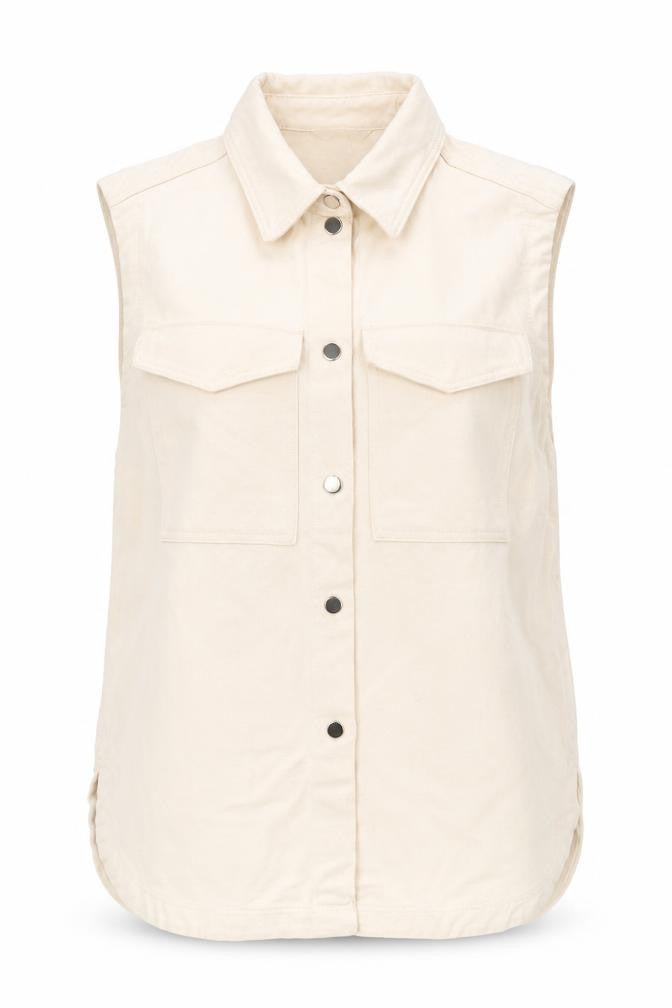 Front view of H&M women’s ivory jacket waistcoat, size M, button