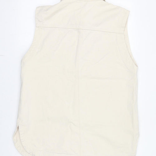 H&M Womens Ivory Jacket Waistcoat Size M Button