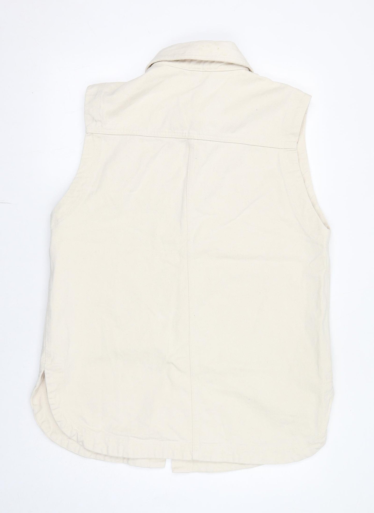 H&M Womens Ivory Jacket Waistcoat Size M Button