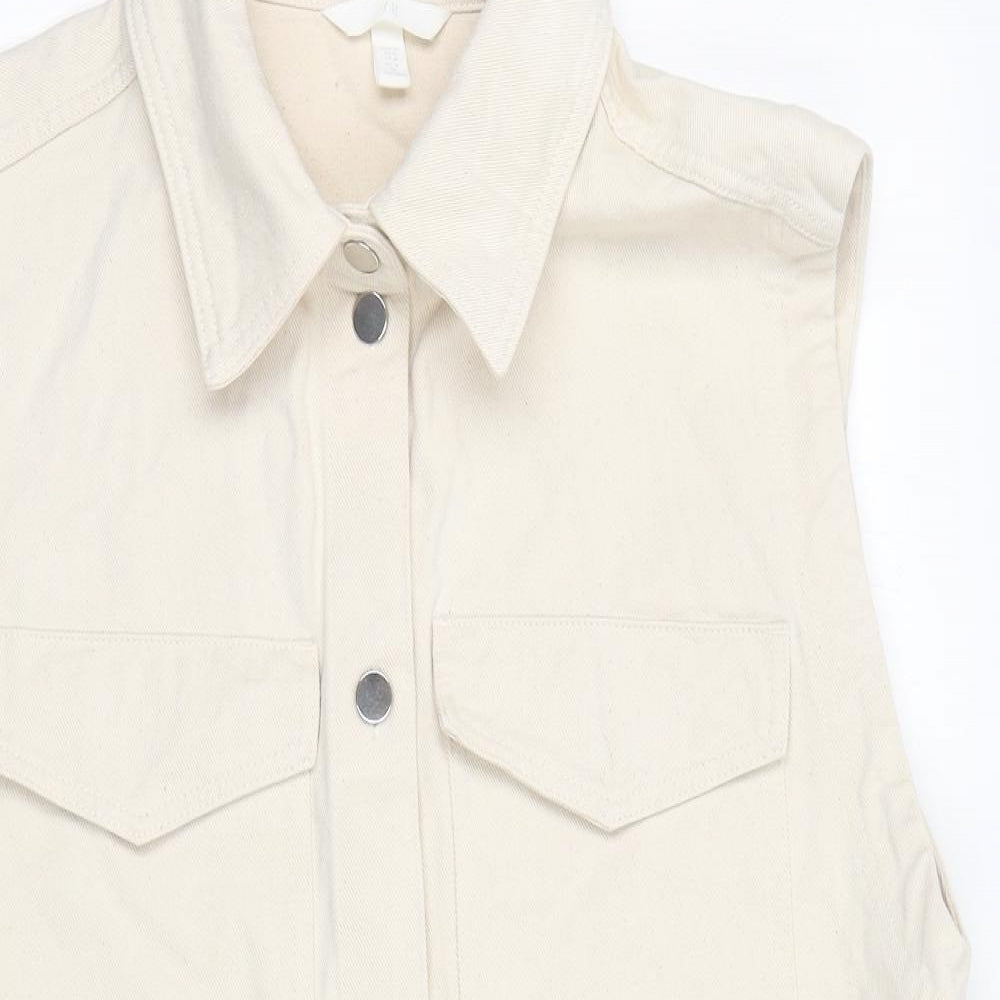H&M Womens Ivory Jacket Waistcoat Size M Button