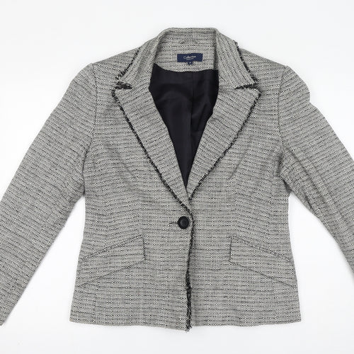 Debenhams Womens Grey Geometric Jacket Blazer Size 14 Button