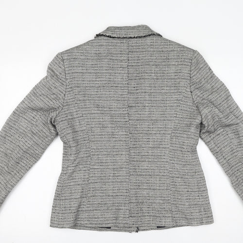 Debenhams Womens Grey Geometric Jacket Blazer Size 14 Button
