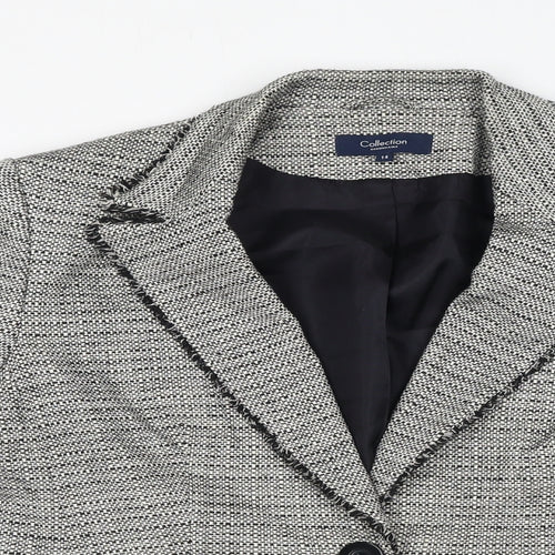 Debenhams Womens Grey Geometric Jacket Blazer Size 14 Button