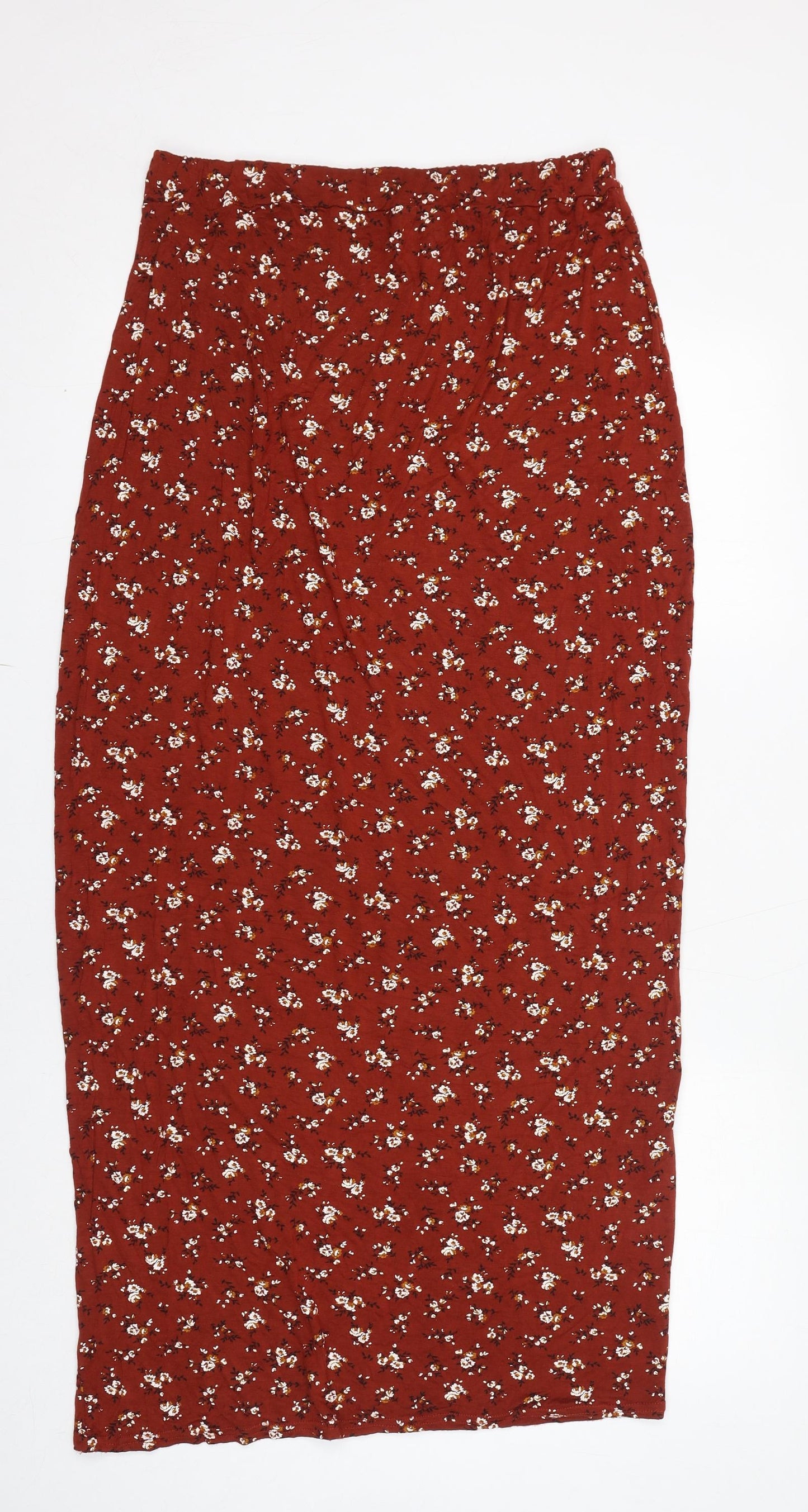 Boohoo Womens Brown Floral Viscose A-Line Skirt Size 14