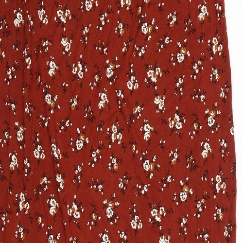 Boohoo Womens Brown Floral Viscose A-Line Skirt Size 14