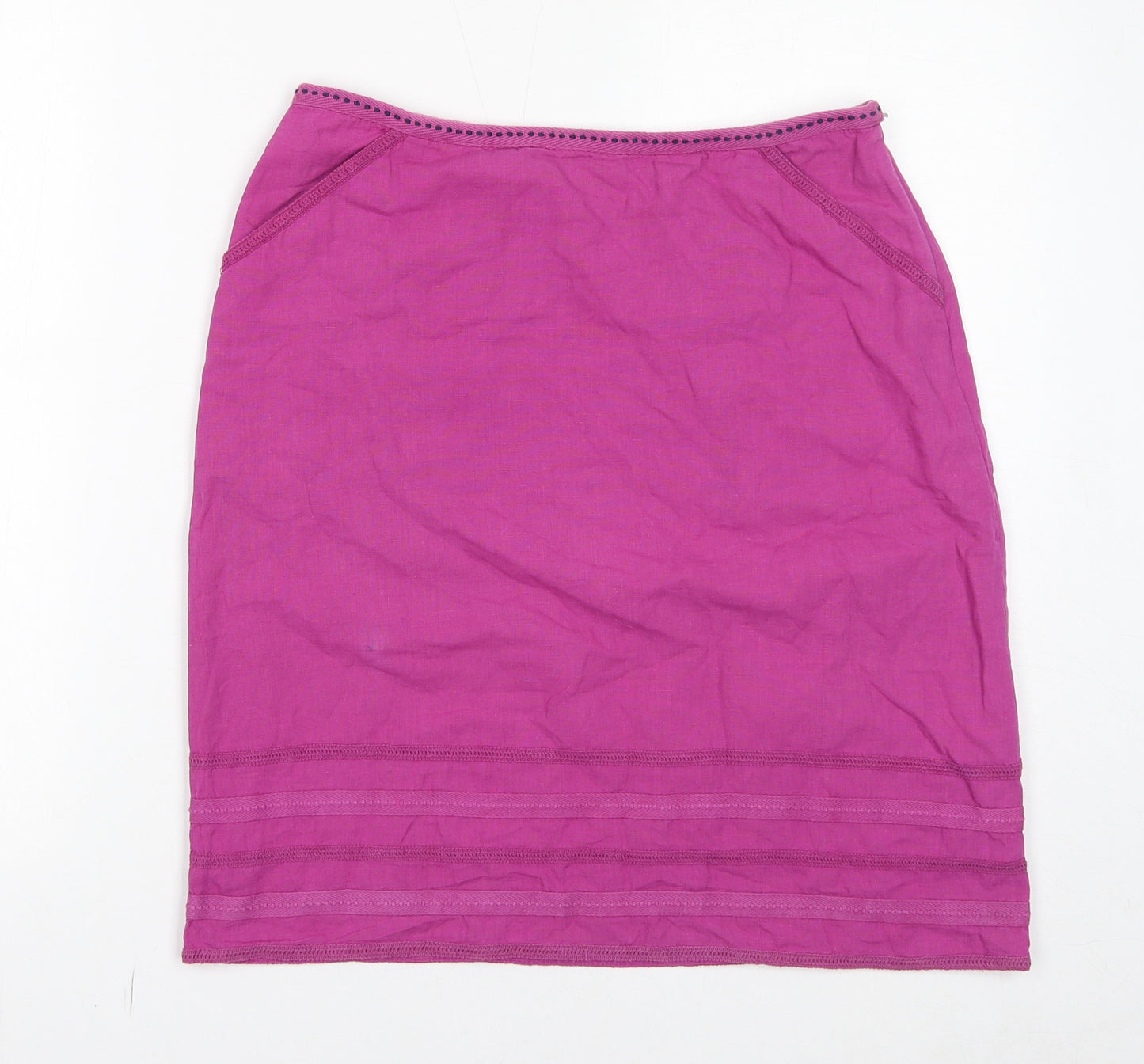 White Stuff Womens Purple Cotton A-Line Skirt Size 10 Zip