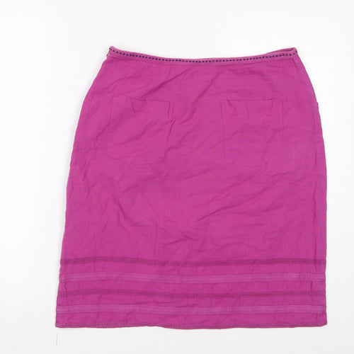 White Stuff Womens Purple Cotton A-Line Skirt Size 10 Zip