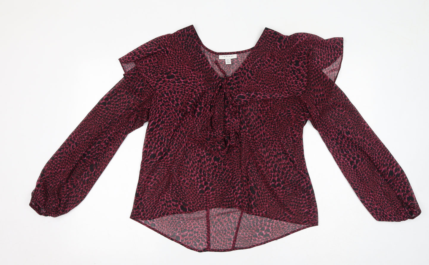 Topshop Womens Purple Geometric Polyester Basic Blouse Size 10 V-Neck