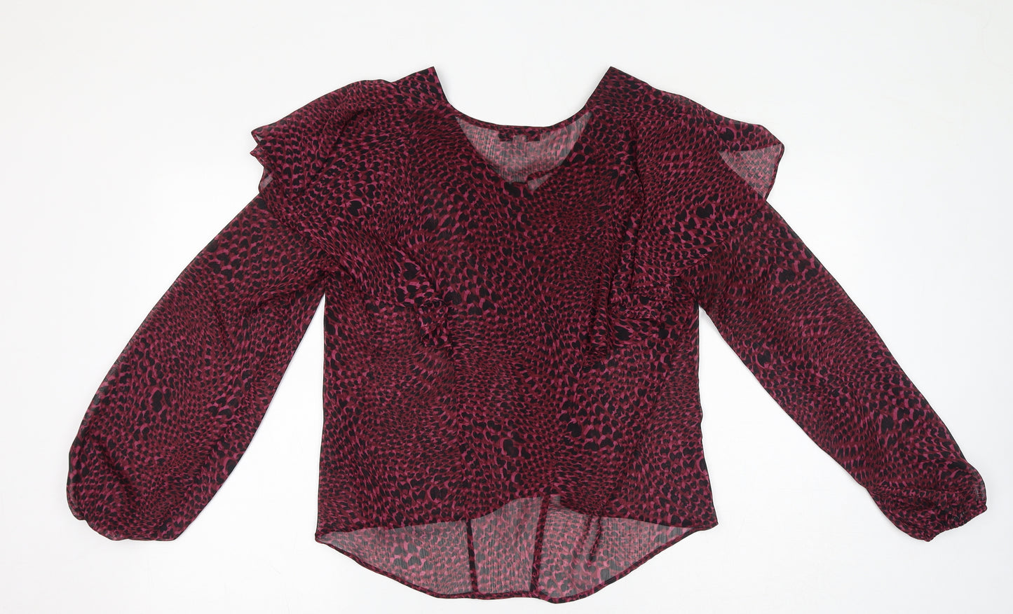Topshop Womens Purple Geometric Polyester Basic Blouse Size 10 V-Neck