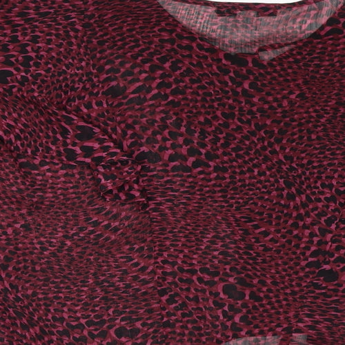 Topshop Womens Purple Geometric Polyester Basic Blouse Size 10 V-Neck