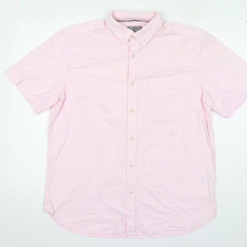 Marks and Spencer Mens Pink 100% Cotton Button-Up Size M Collared Button