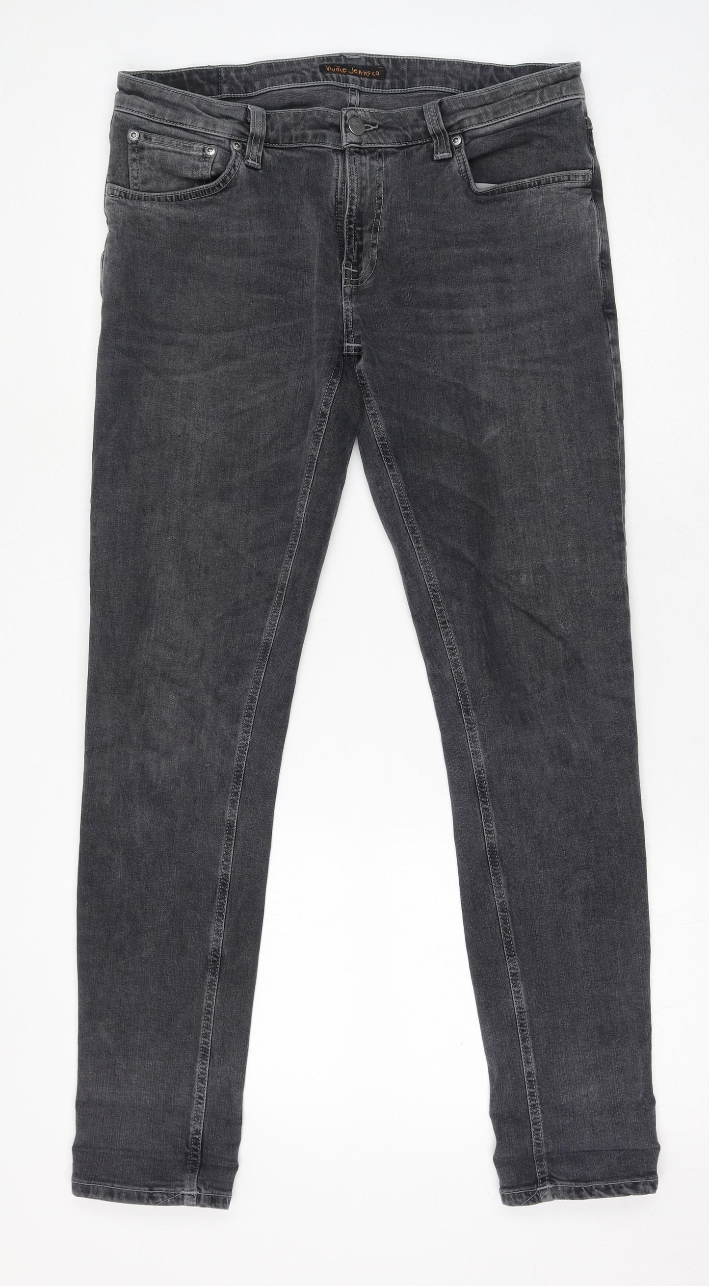 Nudie Womens Grey Cotton Skinny Jeans Size 34 in L32 in Regular Zip