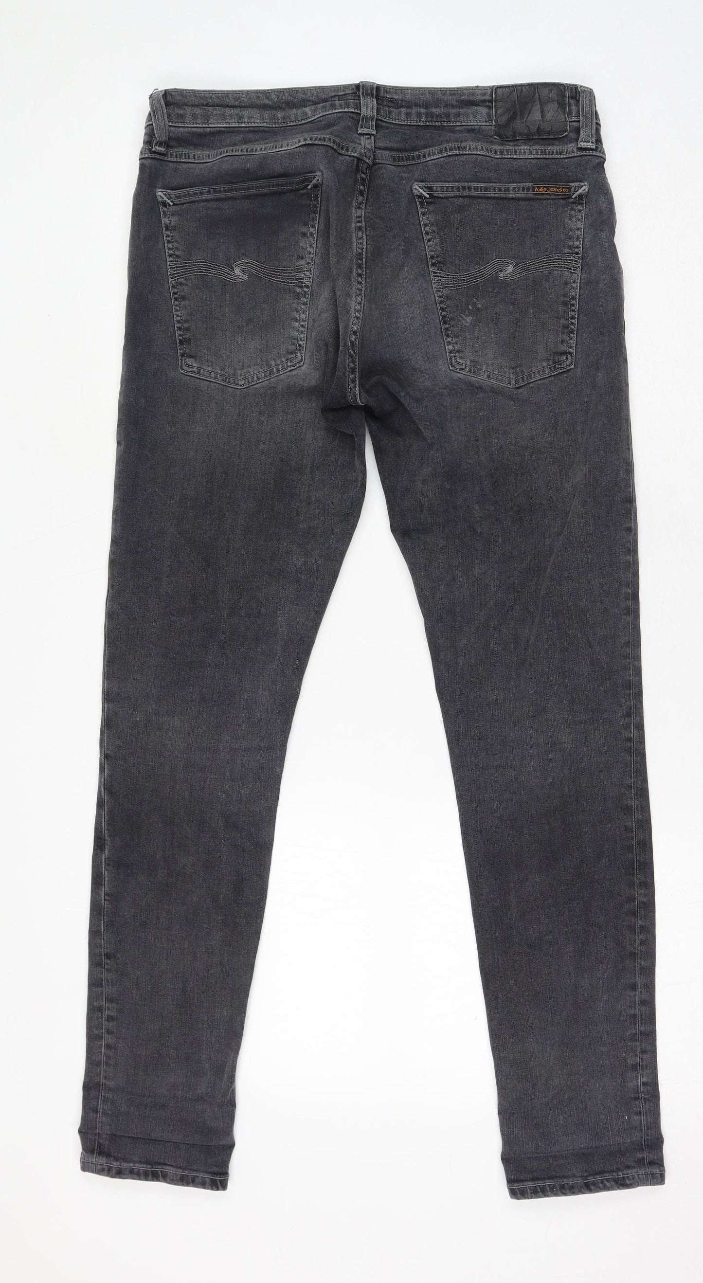 Nudie Womens Grey Cotton Skinny Jeans Size 34 in L32 in Regular Zip
