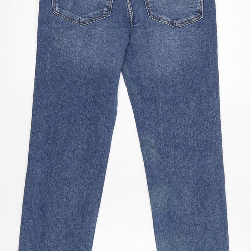 Marks and Spencer Womens Blue Cotton Straight Jeans Size 12 L28 in Regular Zip