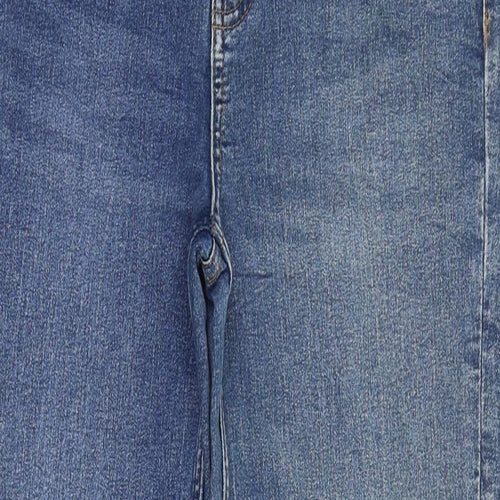 Marks and Spencer Womens Blue Cotton Straight Jeans Size 12 L28 in Regular Zip