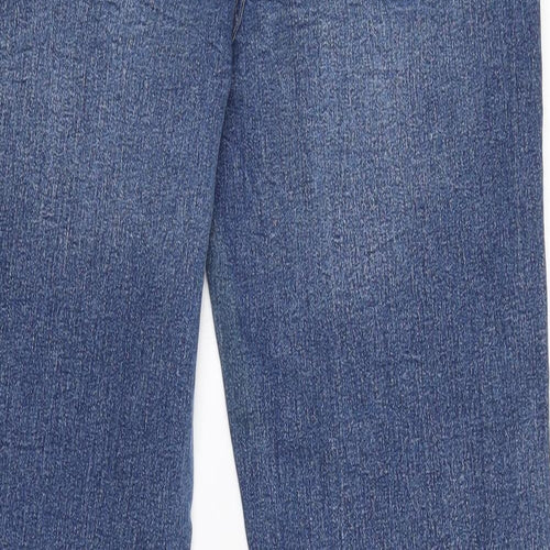 Marks and Spencer Womens Blue Cotton Straight Jeans Size 12 L28 in Regular Zip
