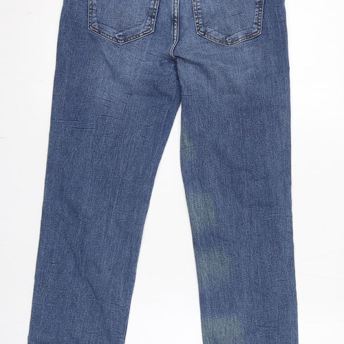 Marks and Spencer Womens Blue Cotton Straight Jeans Size 10 L27 in Regular Zip
