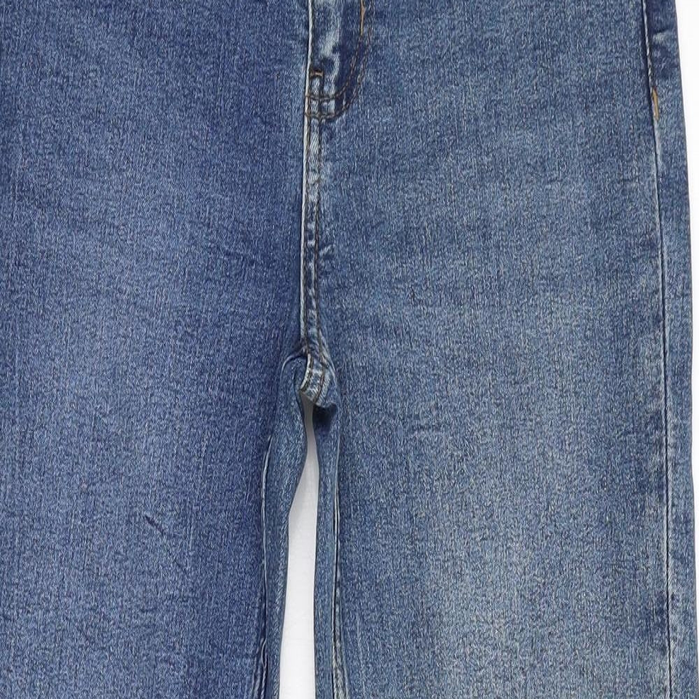 Marks and Spencer Womens Blue Cotton Straight Jeans Size 10 L27 in Regular Zip