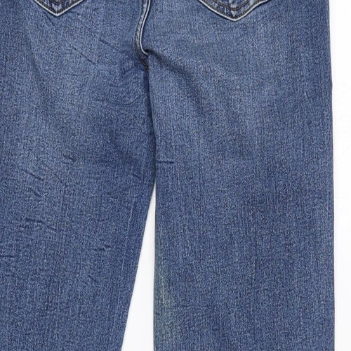Marks and Spencer Womens Blue Cotton Straight Jeans Size 10 L27 in Regular Zip