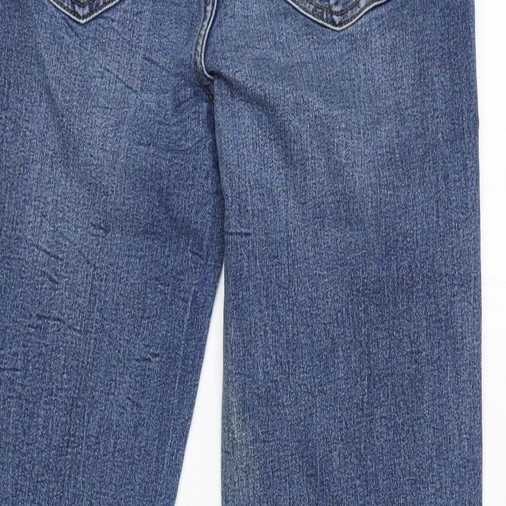 Marks and Spencer Womens Blue Cotton Straight Jeans Size 10 L27 in Regular Zip