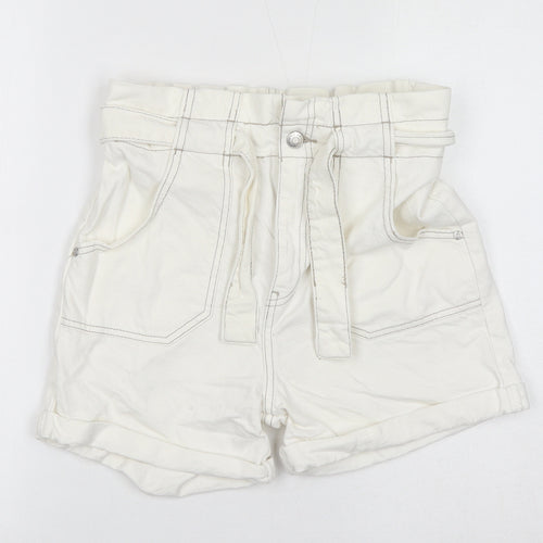 Denim & Co. Girls Ivory Cotton Hot Pants Shorts Size 13-14 Years L4 in Regular Zip