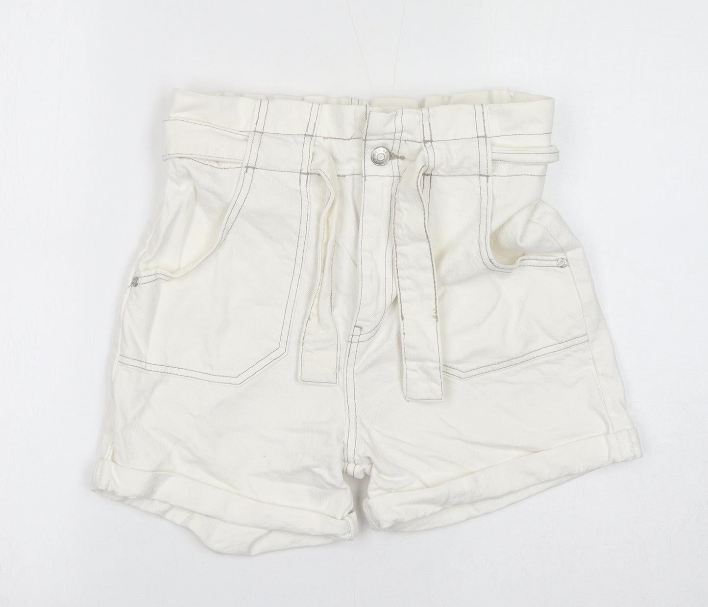 Denim & Co. Girls Ivory Cotton Hot Pants Shorts Size 13-14 Years L4 in Regular Zip