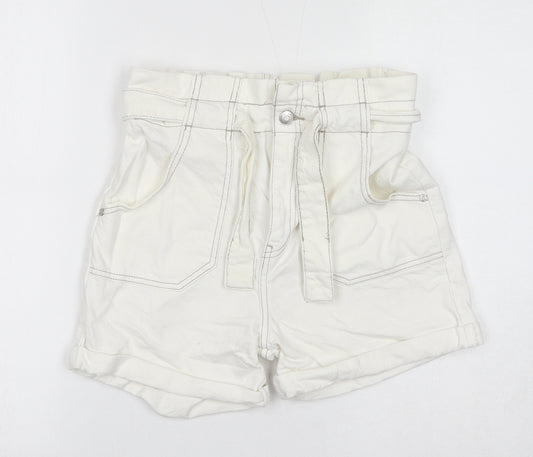 Denim & Co. Girls Ivory Cotton Hot Pants Shorts Size 13-14 Years L4 in Regular Zip