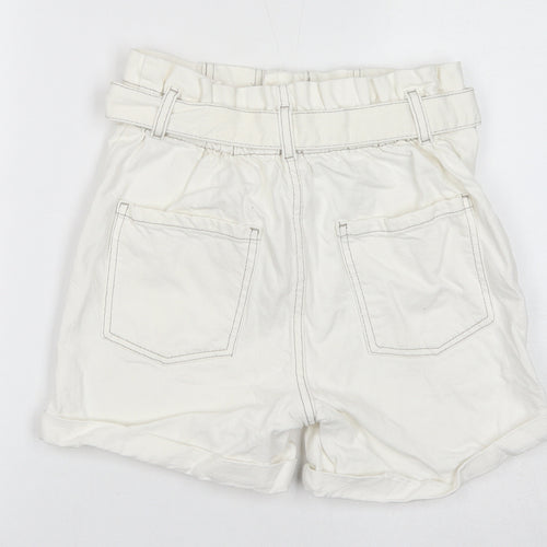 Denim & Co. Girls Ivory Cotton Hot Pants Shorts Size 13-14 Years L4 in Regular Zip