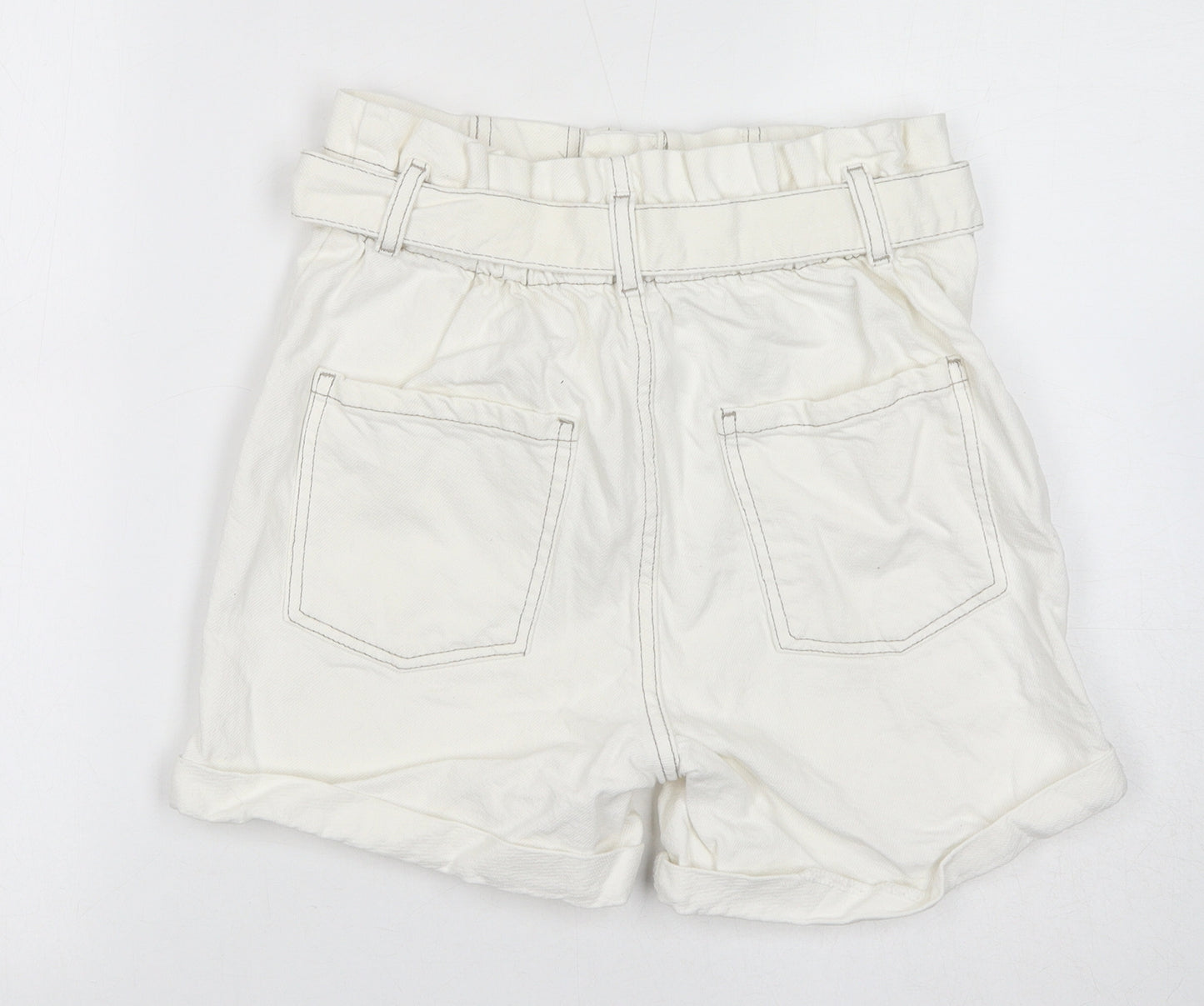 Denim & Co. Girls Ivory Cotton Hot Pants Shorts Size 13-14 Years L4 in Regular Zip