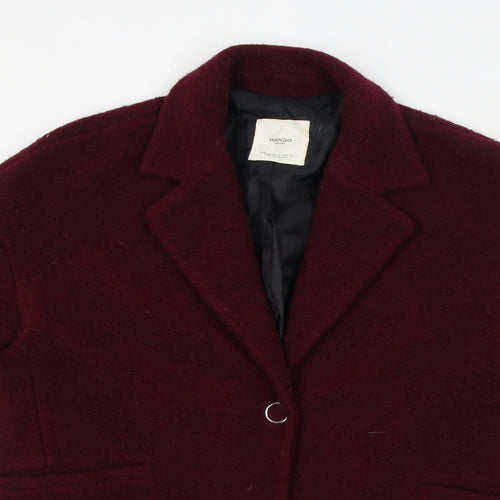 Mango Womens Red Overcoat Coat Size S Button