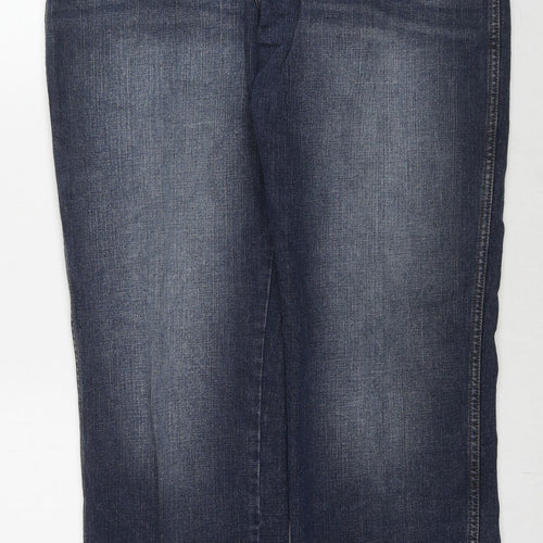 Wrangler Mens Blue Cotton Straight Jeans Size 36 in L32 in Regular Zip