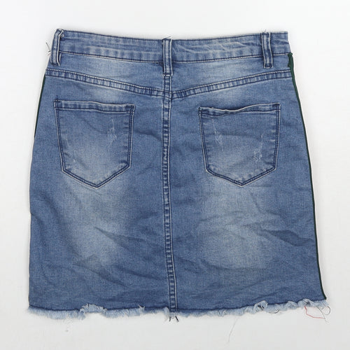My Bestiny Womens Blue Cotton A-Line Skirt Size 10 Zip