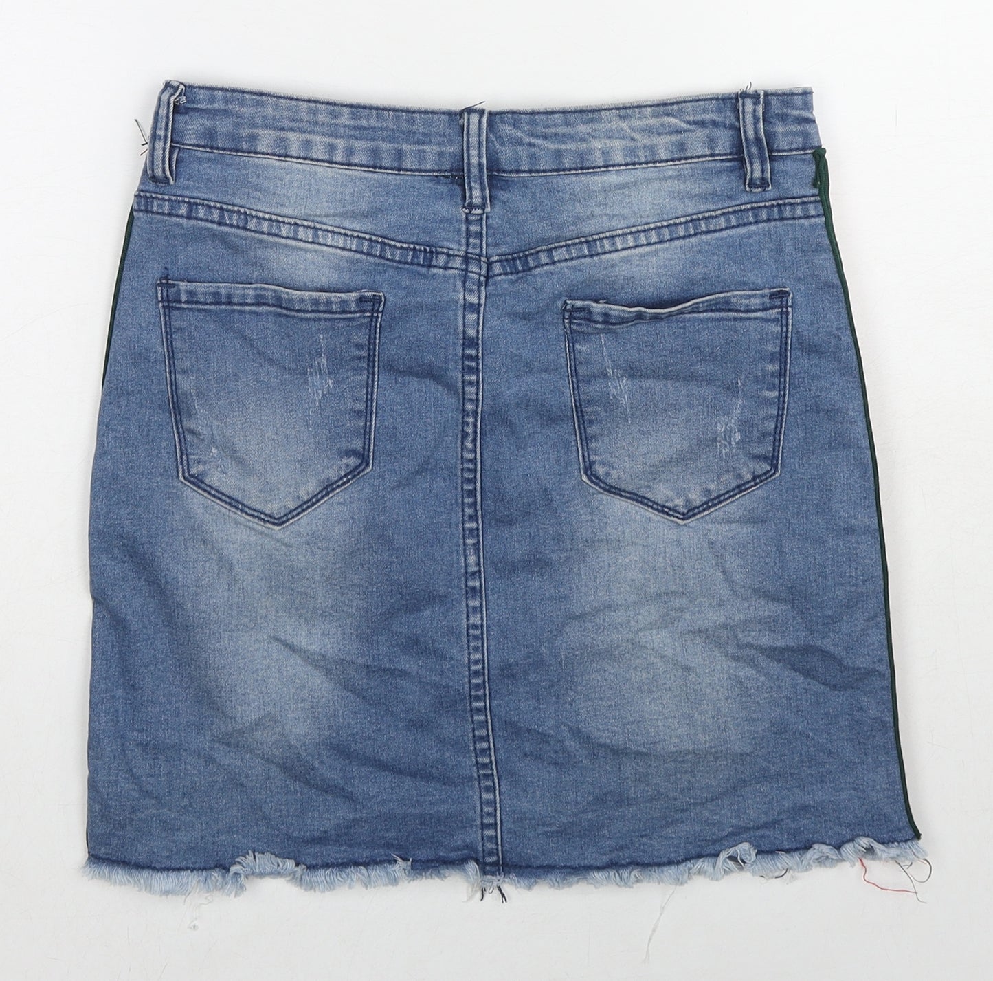 My Bestiny Womens Blue Cotton A-Line Skirt Size 10 Zip