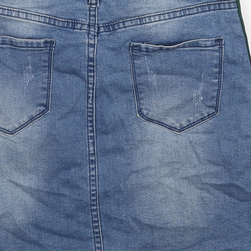 My Bestiny Womens Blue Cotton A-Line Skirt Size 10 Zip