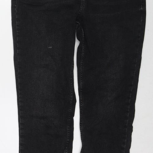 Fat Face Womens Black Cotton Straight Jeans Size 14 L26 in Slim Zip