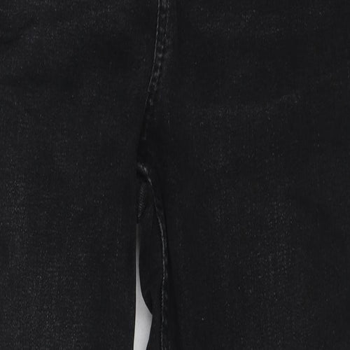 Fat Face Womens Black Cotton Straight Jeans Size 14 L26 in Slim Zip