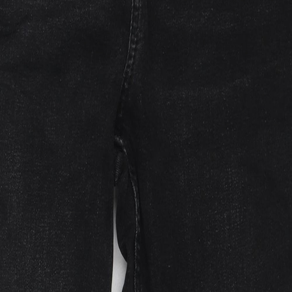 Fat Face Womens Black Cotton Straight Jeans Size 14 L26 in Slim Zip