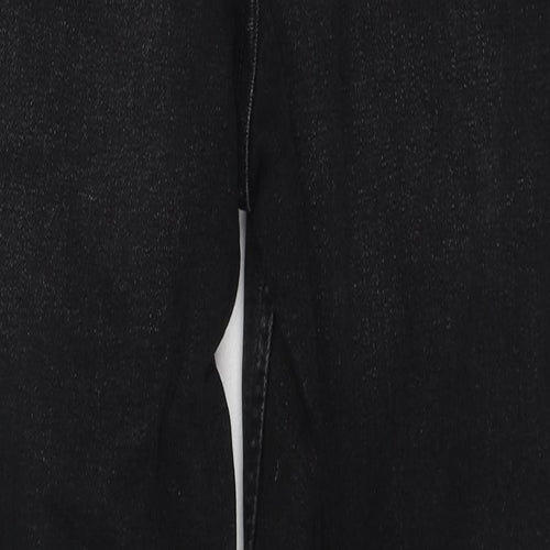 Fat Face Womens Black Cotton Straight Jeans Size 14 L26 in Slim Zip