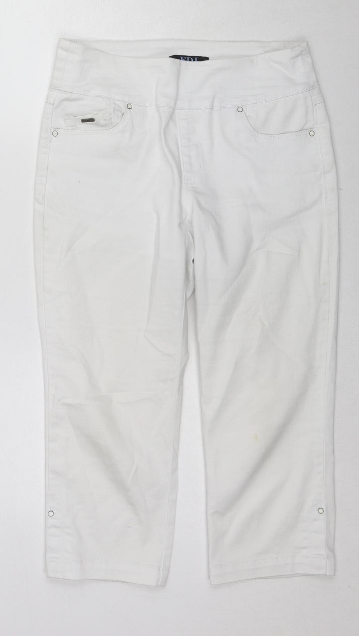 French Dressing Jeans Womens White Cotton Straight Jeans Size 10 L20 in Regular Zip