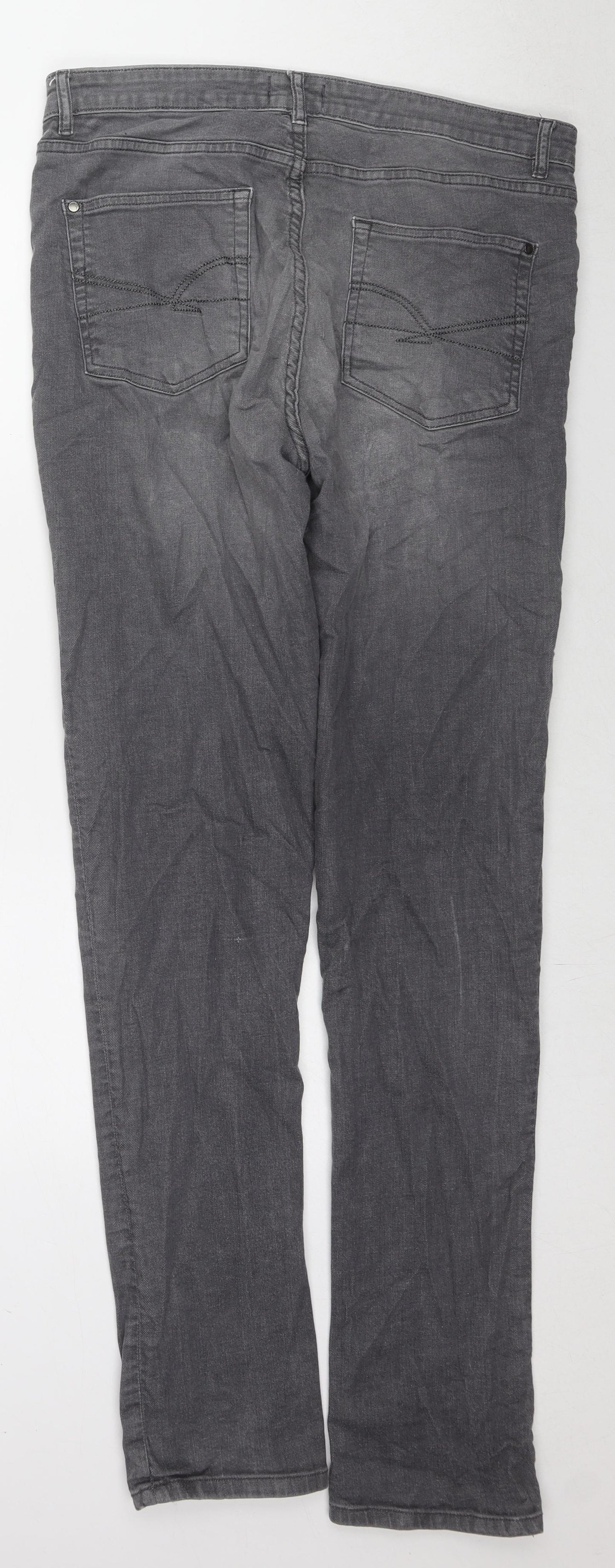 Firetrap Womens Grey Cotton Straight Jeans Size 36 in L34 in Regular Zip