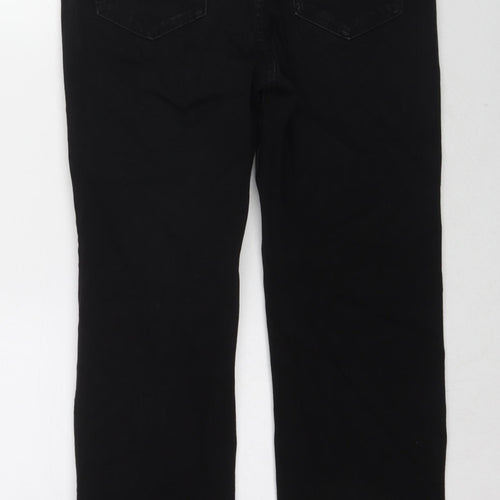 Marks and Spencer Womens Black Cotton Straight Jeans Size 14 L28 in Regular Zip