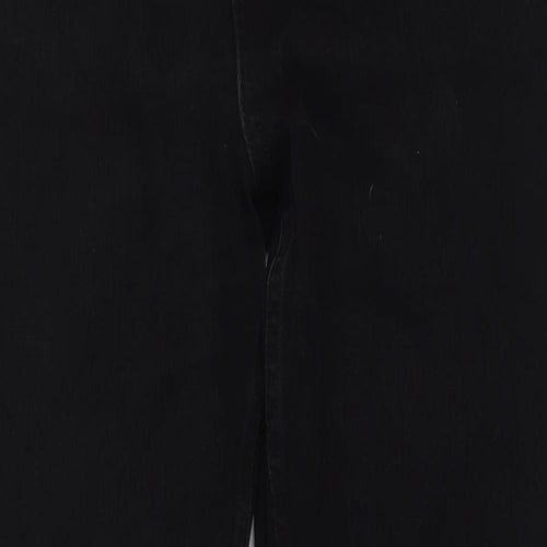 Marks and Spencer Womens Black Cotton Straight Jeans Size 14 L28 in Regular Zip