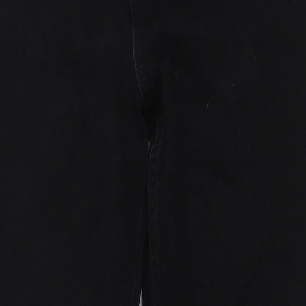 Marks and Spencer Womens Black Cotton Straight Jeans Size 14 L28 in Regular Zip