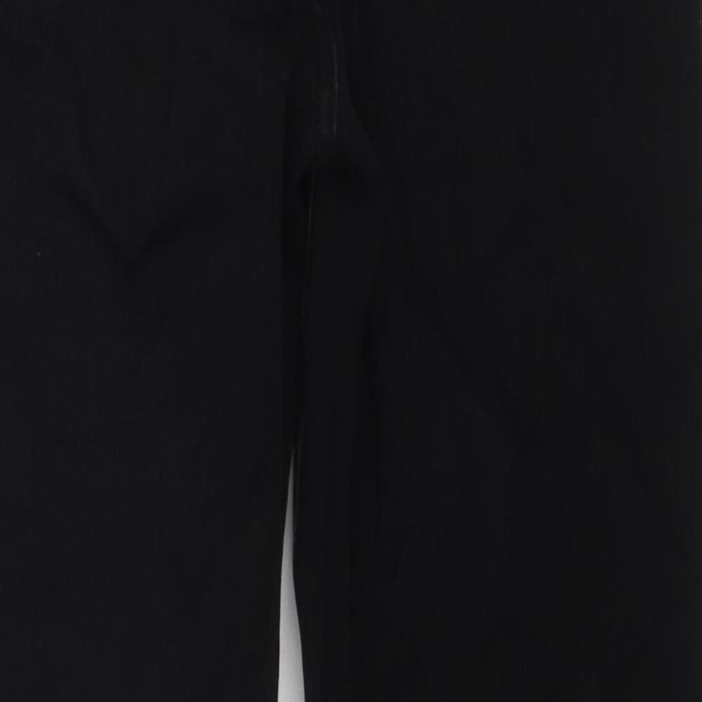 Marks and Spencer Womens Black Cotton Straight Jeans Size 14 L28 in Regular Zip