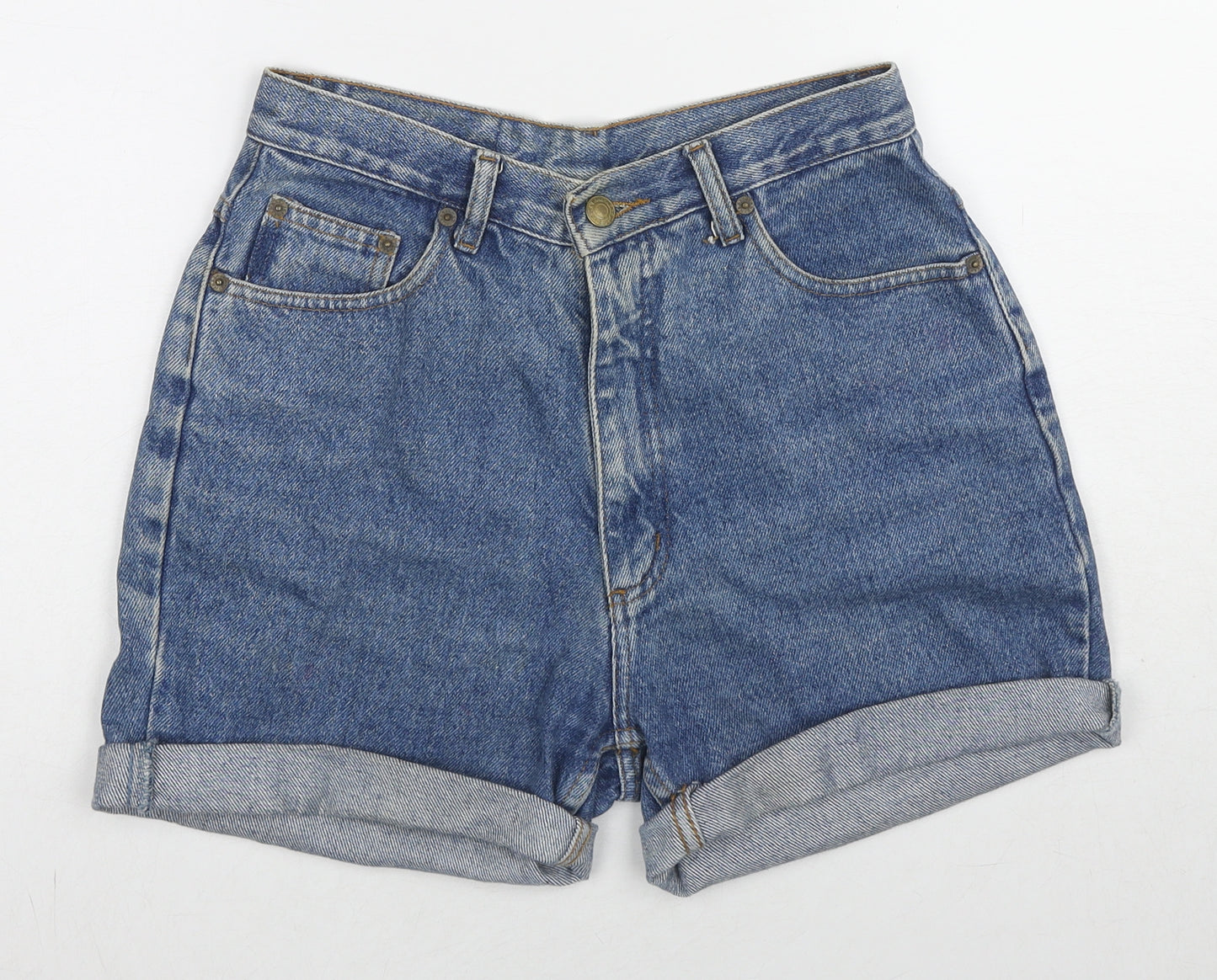 NEXT Womens Blue Cotton Mom Shorts Size 6 L3 in Regular Zip