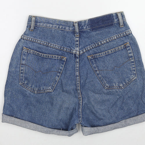NEXT Womens Blue Cotton Mom Shorts Size 6 L3 in Regular Zip