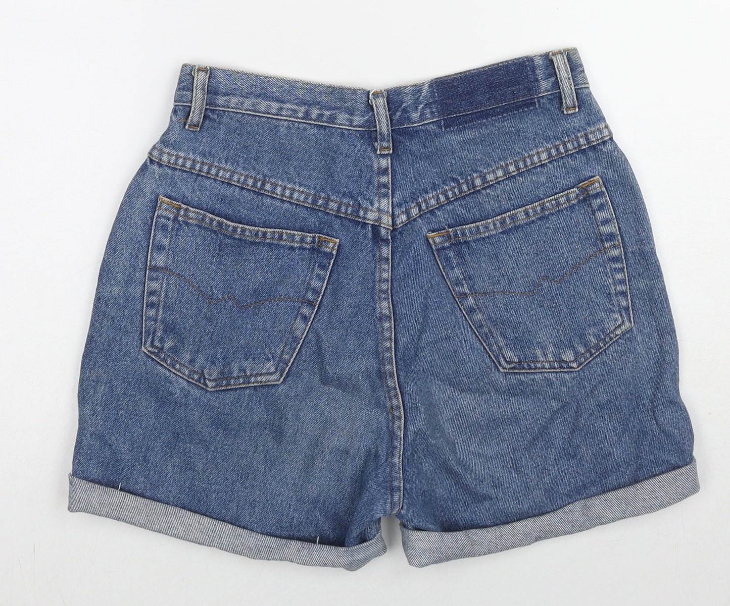 NEXT Womens Blue Cotton Mom Shorts Size 6 L3 in Regular Zip