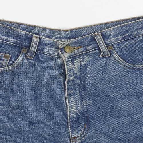 NEXT Womens Blue Cotton Mom Shorts Size 6 L3 in Regular Zip