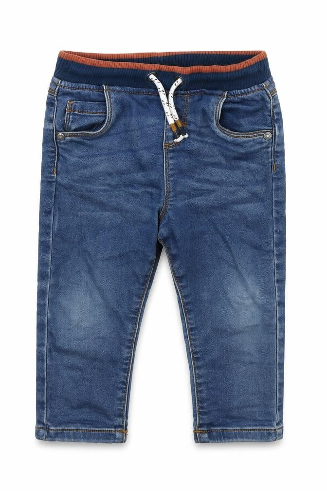 F&F Girls Blue Cotton Cropped Jeans Size 12-18 Months Drawstring